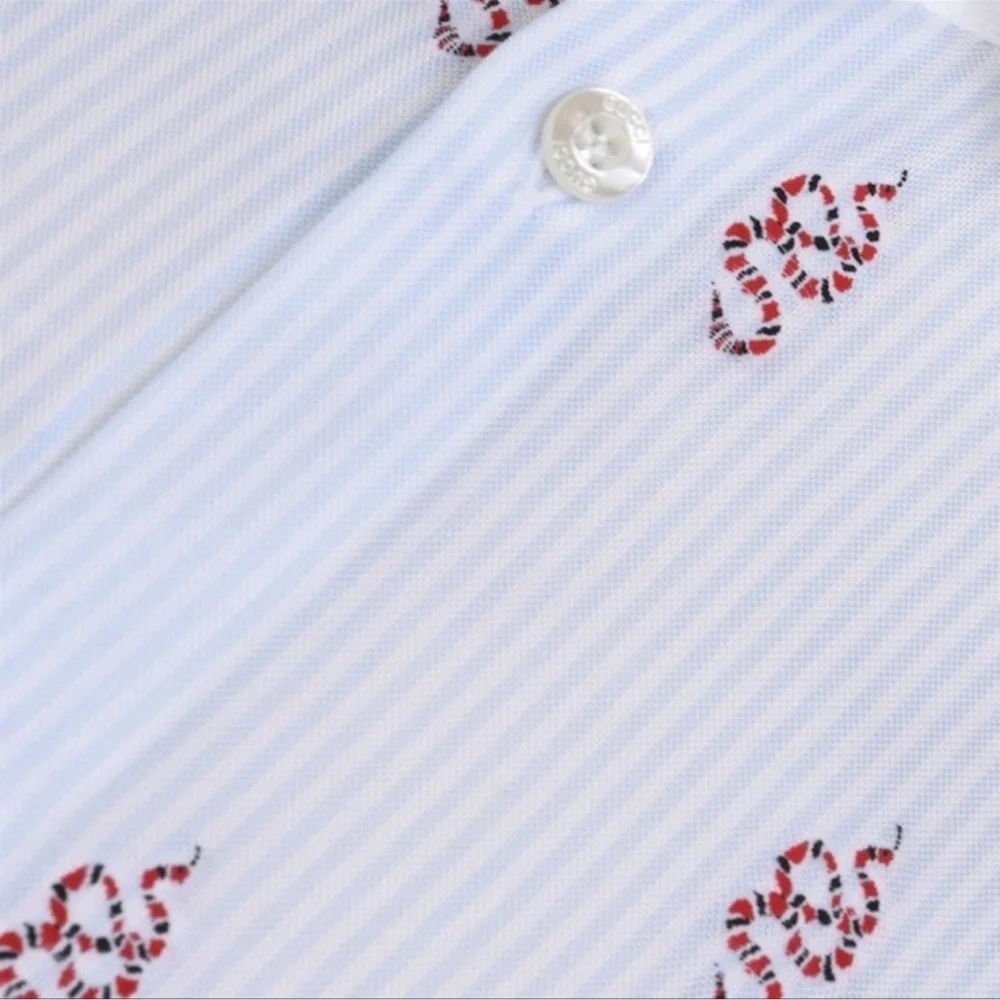 Gucci Kingsnake Logo Embroidered Button Down Kids Shirt Oxford